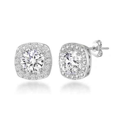 Immagine di Orecchini Halo Quadrati Placcati in Argento Creati con Cristalli Zircondia®