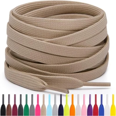 Immagine di Miscly Lacci Piatti per Scarpe Sportive, Disponibili in Varie Lunghezze e Colori (Cachi, 137 cm)