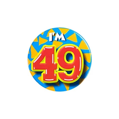Immagine di PD Party 6014749 Compleanno Distintivo/Spillo Badge Celebrazione Festa I&#039;m 49, Multicolore, 5.5cm Lunghezza x Larghezza 0.5cm Altezza