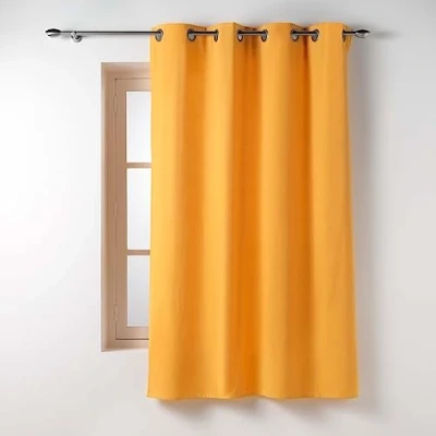 Immagine di Douceur d&#039;Intérieur Twily Tenda con Occhielli, 135 x 180 cm, Giallo, Cotone e Poliestere Riciclato