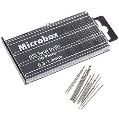 Immagine di Bestgle 20 mini punte elicoidali in acciaio rapido HSS, 0,3 mm 1,6 mm, pezzi