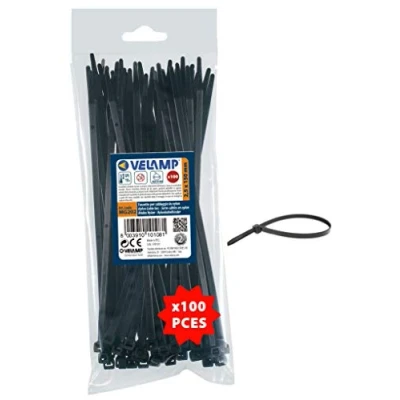 Immagine di Velamp Fascette stringicavo Colore nero 2,5 x 150mm Confezione 100pz Ideali per cablaggi elettrici