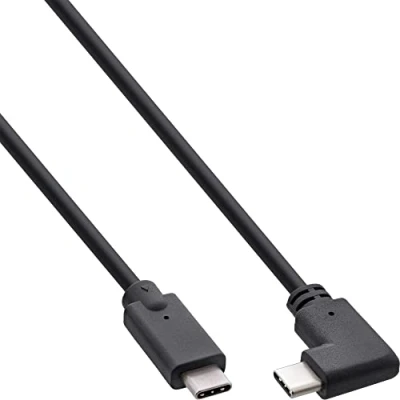Immagine di InLine® Cavo USB 3.2 Gen.2, connettore Type C ad angolo, nero, 0,3 m