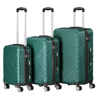 Immagine di Set di valigie Zelsius 3 pezzi, verde petrolio Valigia rigida in ABS con chiusura a combinazione, Ruote doppie e divisorio interno