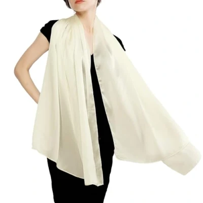 Immagine di RIIQIICHY Sciarpa di seta per donna Scialle da sposa in pashmina leggero abiti sera lait blanc