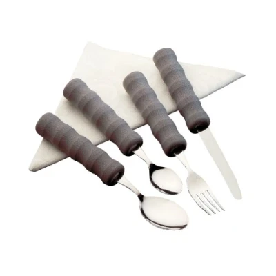 Immagine di Homecraft Lightweight Foam Handled Cutlery, Set (Eligible for VAT Relief in the UK) Elderly &amp; Disabled, Arthritis or Weak Grip, Fork, Knife, Spoon, Adaptive Dining Aid, Large Handle Good Grips