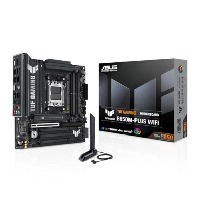 Immagine di ASUS TUF Gaming B850M Plus WiFi, Scheda Madre AMD mATX, 14+2+1 Fasi Alimentazione, slot DDR5, PCIe 5.0 Ready, 3 M.2, WiFi 6E, Ethernet Realtek 2,5 GB, USB C da 20 Gbps, BIOS Flashback e Aura Sync