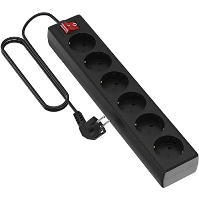 Immagine di Garza 430067 power base multipla Basic di 6 prese Schuko, cavo 1.5 mm x 5 m, colore, Nero, Medium