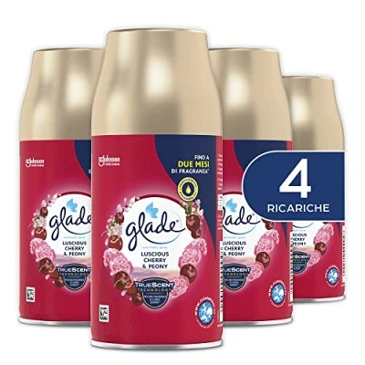 Immagine di Glade Automatic Spray Ricarica, Profumatore per Ambienti, Fragranza Luscious Cherry &amp; Peony, Formato Scorta da 4 Ricariche 269 ml