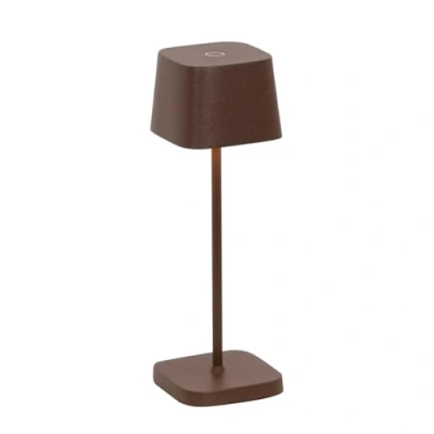 Immagine di Zafferano, Lampada Ofelia Micro, da Tavolo Ricaricabile e Senza Fili con Controllo Touch, Adatta per Salotto ed Esterni, Dimmer, 2200 3000 K, Altezza 20 cm, Colore Corten