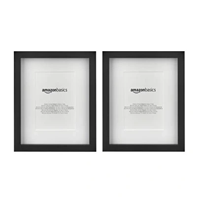 Immagine di Amazon Basics Rettangolare, Cornice per foto con passe partout , 20 x 25 cm da 13 18 cm, Confezione 2, Nero