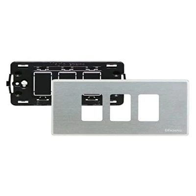Immagine di Bticino S503/13XS Placca e Supporto per Punto Luce, Serie Magic Scatola Rettangolare, in Acciaio Oxidal, Robusta Affidabile, 1 Modulo