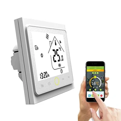 Immagine di Qiumi Termostato WiFi regolatore di temperatura per riscaldamento a pavimento elettrico lavoro con Amazon Alexa Google Home IFTTT 16A 95 220V