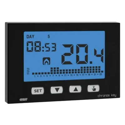 Immagine di VEMER VE726600 CHRONOS KEY Cronotermostato Digitale da Parete, Programmazione Settimanale, Alimentazione a Batterie, Nero