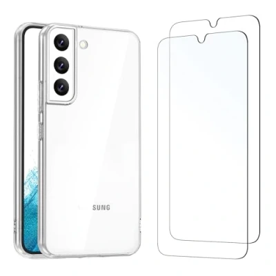 Immagine di NEW&#039;C Cover per Samsung Galaxy S22 5G Gel TPU in silicone ultra trasparente e 2 x vetro temperato Pellicola proteggi schermo