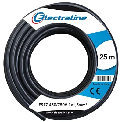 Immagine di Electraline 13072 Cavo Unipolare FS17, Sezione 1 x 1.5 mm², Nero, 25 m