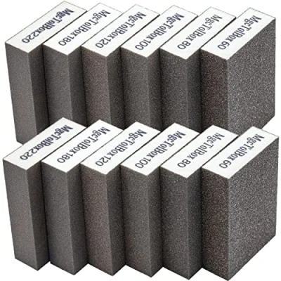 Immagine di Spugna Abrasiva Spugne abrasive (12 pezzi), 6 grane diverse spugnette per legno Lavabile e Riutilizzabile Lucidare Legno, Parete, Metallo