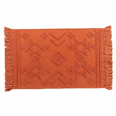 Immagine di douceur d &#039;intérieur tappeto rettangolare a frange, 60 x 90 cm, in cotone jacquard, colore: Terracotta