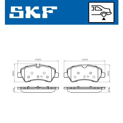 Immagine di SKF VKBP 90102 Kit pastiglie freno Predisposto per contatto segnalazione usura con accessori FORD: Transit V363 Van, Tourneo Custom V362 Bus