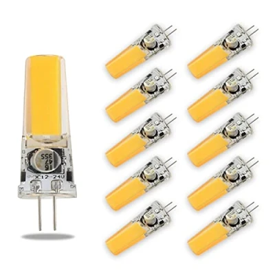 Immagine di Lampadina LED G4, 5W lampade G4 450LM bianco caldo 3000K, Equivalente a 40W Lampada Alogena, AC/DC 12 24V, dimmerabile, senza sfarfallio, confezione da 10