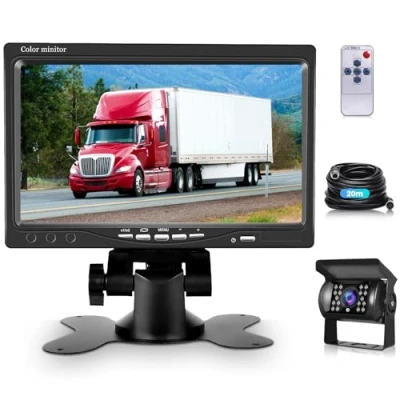 Immagine di telecamera retromarcia per auto con monitor da 7 pollici e cavo, schermo camion, SUV, furgoni, impermeabile a 18 LED IR visione notturna