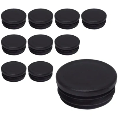 Immagine di SKIR&#039;CO Inserti per tubi rotondi da 50 mm, tappi pali di recinzione, in plastica nera, tubi, colore nero RAL 9005, 10 pezzi