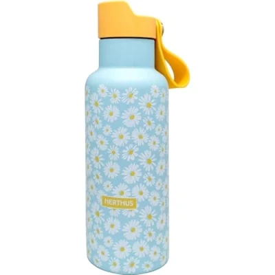 Immagine di NERTHUS FIH 1334 Bottiglia Sport CLICK &amp; DRINK! a Doppia Parete da 500 ml con Tappo Scatto, Idratazione e Stile in un Design Premium Margherite