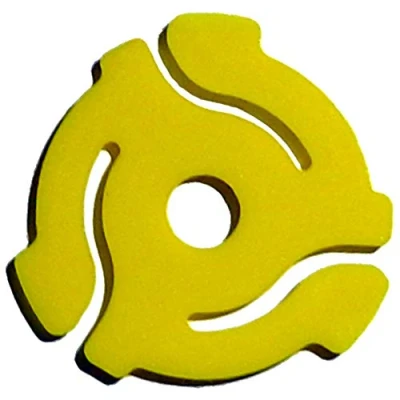 Immagine di 20 adattatori per dischi in vinile da 17,8 cm, plastica gialla, 45 giri/min, inserti piatti cm