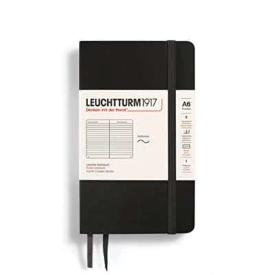 Immagine di LEUCHTTURM1917 306017 Taccuini Pocket A6, Copertina morbida, 123 pagine numerate, Righe, Nero
