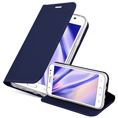 Immagine di Cadorabo Custodia Libro per Samsung Galaxy J5 2015 in Classy Blu Scuro con Vani di Carte, Funzione Stand e Chiusura Magnetica Portafoglio Cover Case Wallet Book Etui Protezione