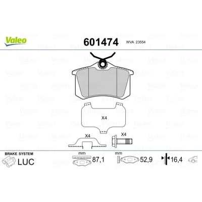 Immagine di VALEO 601474 kit pastiglie freno Assale posteriore con bulloni di sicurezza, lamierino anticigolío guide scorrimento AUDI: A4 B7 Avant