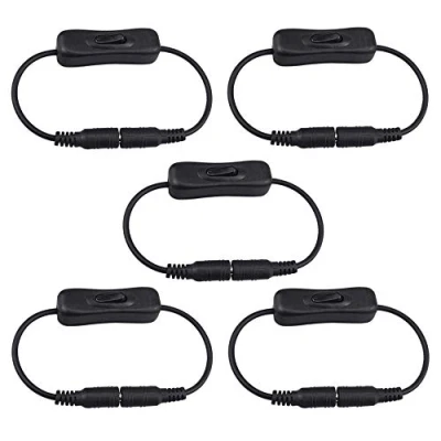 Immagine di FULARR® 5Pcs Premium Interruttore DC LED Inline On/Off via Cavo, Jack 5.5 X 2.1mm, Maschio a Femmina Connettore Interruttore, per LED, CCTV Telecamera