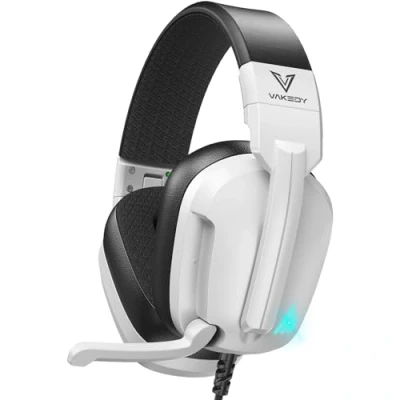 Immagine di Vakedy HW11 Cuffie Gaming per PS4,PS5,PC,Xbox,Switch,Cuffie da con Filo Microfono a Cancellazione di Rumore,Cuffie Gioco 3.5mm Jack e Controllo Volume Headset Bianco