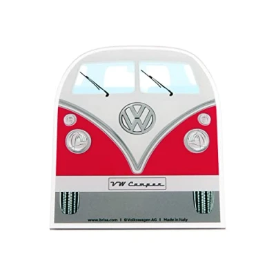 Immagine di Brisa VW Collection Raschia Ghiaccio Volkswagen in policarbonato, Accessorio Invernale per Auto con Design Campervan Bus T1 (Fronte Bus/Rosso)