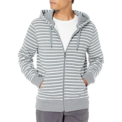Immagine di Amazon Essentials Felpa con Cappuccio e Cerniera Integrale in Pile (Disponibile nelle Taglie Big &amp; Tall) Uomo, Grigio Puntinato Righe, S