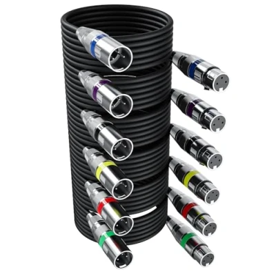 Immagine di 6 Pezzi Cavo XLR Bilanciato,5M Cavi DMX per Luci, Metri, Illuminazione Scenica Da Spina a 3 Pin Presa Microfoni e microfono