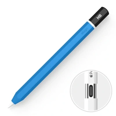 Immagine di elago Cover Classico Compatibile con Apple Pencil (USB C), Presa Perfetta, Pelle Protettiva, Custodia in Silicone, Supporta l&#039;Attacco Magnetico (Blu)