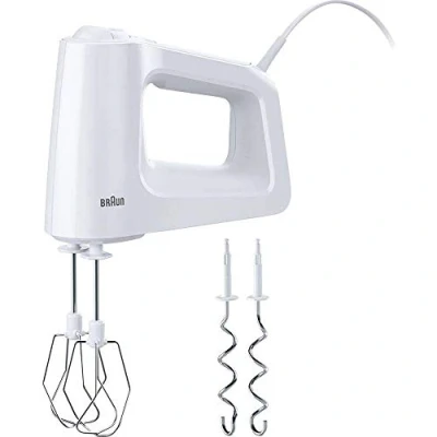 Immagine di Braun HM3000WH MultiMix 3 Sbattitore Elettrico, Mixer ad Immersione, Impugnatura Antiscivolo, 5 velocità+Turbo, Dotata di 2 fruste e ganci, Leggero, Sistema Easyclick, Potenza 450W, Plastica, Bianco