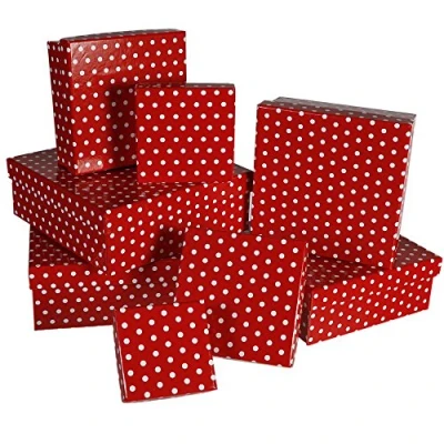 Immagine di out of The Blue Scatola 101630 Regalo con i Puntini Bianchi, 8 Set, Circa 22,5 x cm, Rosso