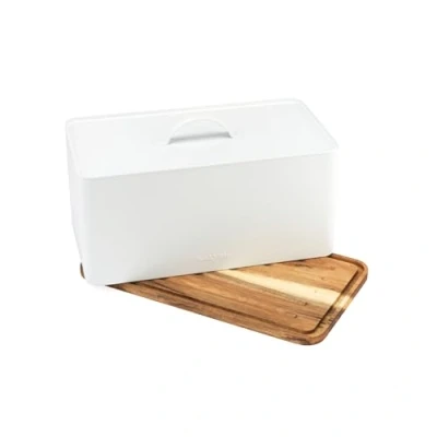 Immagine di Salter BW13564WEU7 Toronto Portapane con Tagliere Scatola portaoggetti da banco base in legno per tagliare e servire, contenitore rettangolare il pane cucina, facile pulire, acacia,