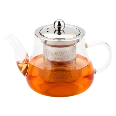 Immagine di Honneeo teiera in vetro borosilicato da 450 ml, senza gocciolamento, per 2 persone, con infusore, bollitore cucina filtro acciaio inox 304, piccola foglie sfuse, erbe, frutta, tè