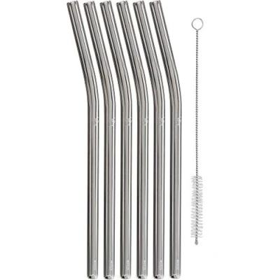 Immagine di WMF Baric Glasstrohalme Set 7 Teilig, 6 Trinkhalme gebogen + 1 Reinigungsbürste Cannuccia Ecologica Riutilizzabile, per Bevande Calde e Fredde, Vetro, Argento