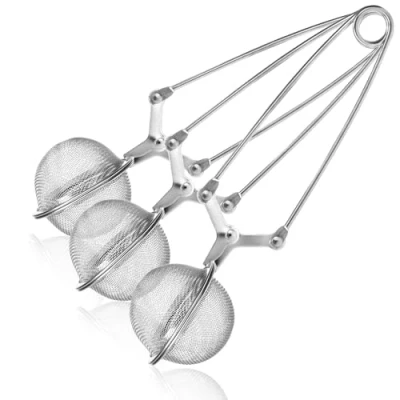 Immagine di COM FOUR® 3x Pinze per il tè in acciaio inossidabile 304 infusore a forma di sfera filtri sfuso, spezie ed erbe aromatiche (03 pezzi Ø 4,5 cm)