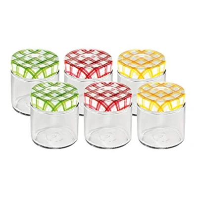 Immagine di Tescoma 895110 Della Casa Vasetto per Conserve, Vetro, Trasparente/Tappo Multicolore, 125 ml, 6 Pezzi