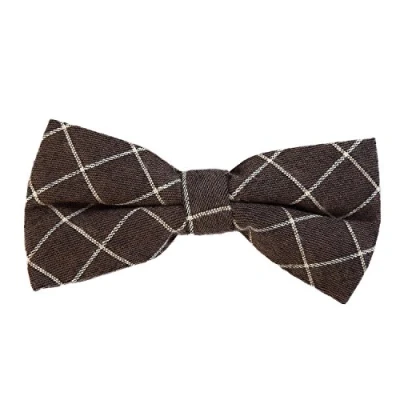 Immagine di DonDon papillon cotone a quadri da uomo 12 x 6 cm già legato e infinitamente regolabile Bianco marrone