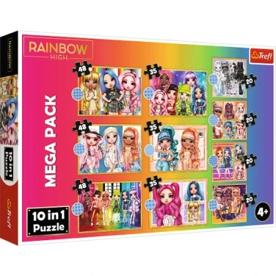 Immagine di Trefl 10 in 1, 10, 12 a 48 Pezzi Personaggi Delle Fiabe, Bambole alte Arcobaleno per Bambini dai 4 anni su Puzzle, Colore Rainbow High, Collezione Moda, 96000