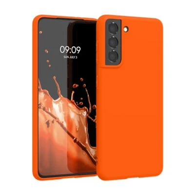 Immagine di kwmobile Custodia Compatibile con Samsung Galaxy S21 Cover Back Case per Smartphone in Silicone TPU Protezione Gommata arancione fluorescente
