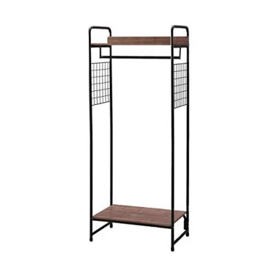 Immagine di Iris Ohyama Appendiabiti in Metallo con Ripiano Legno, Upright, Nero, Design Moderno, Solido, Anti scivolo, Per Camera, Studio, Armadio, Abbigliamento e Scarpe, Montaggio Facile, PI B4