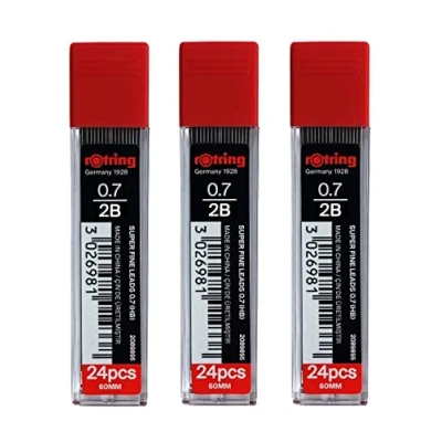 Immagine di ROtring Confezione da 3 tubetti di ricarica per matite meccaniche, 0,7 mm, 2B in polimero, 72 mine totale.