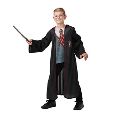 Immagine di Rubies Costume ufficiale di Harry Potter Grifondoro, include bacchetta e occhiali, taglia L, età 7 8 anni